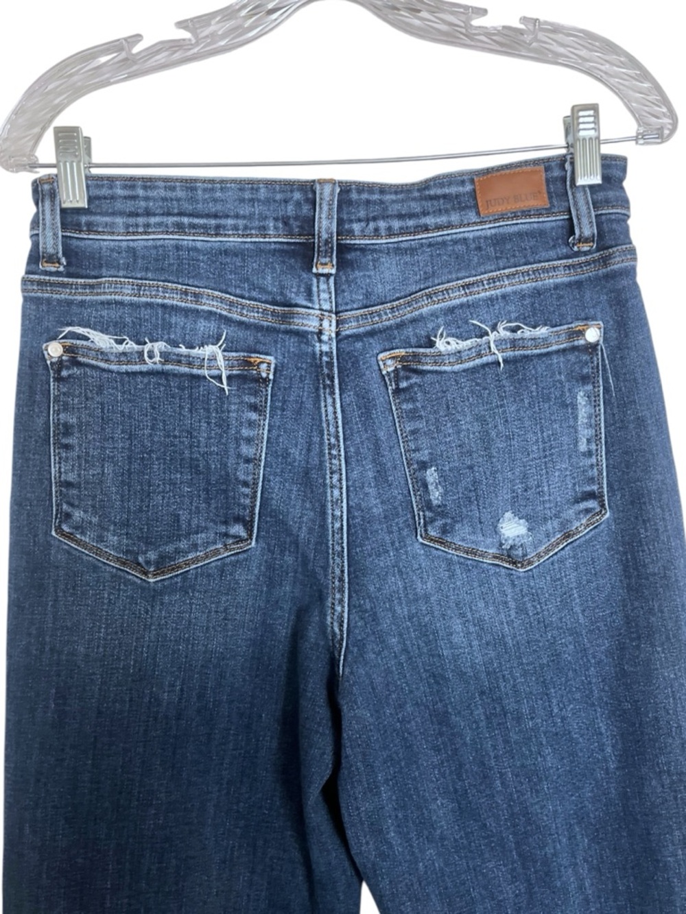 Judy Blue Wide Leg Dark Wash High Rise Distressed Jeans size 9/29 - Picture 8 of 10